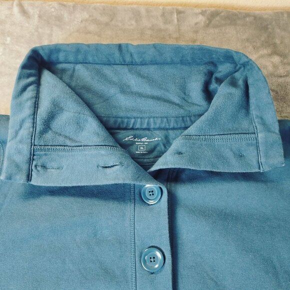 Eddie Bauer‎ Womens XL Blue Button Front Jacket High Neck Casual Layering Winter - Picture 9 of 11